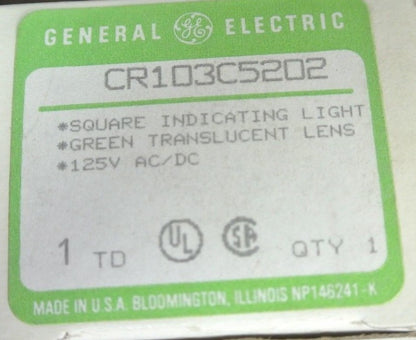 GE CR103C5202 - SQUARE INDICATING LIGHT - GREEN LENS - 125V AC/DC - NEW SURPLUS