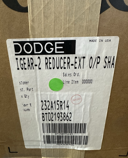 DODGE 232A15R14 TIGEAR-2 GEAR REDUCER -EXT O/P SHAFT 15:1 RATIO
