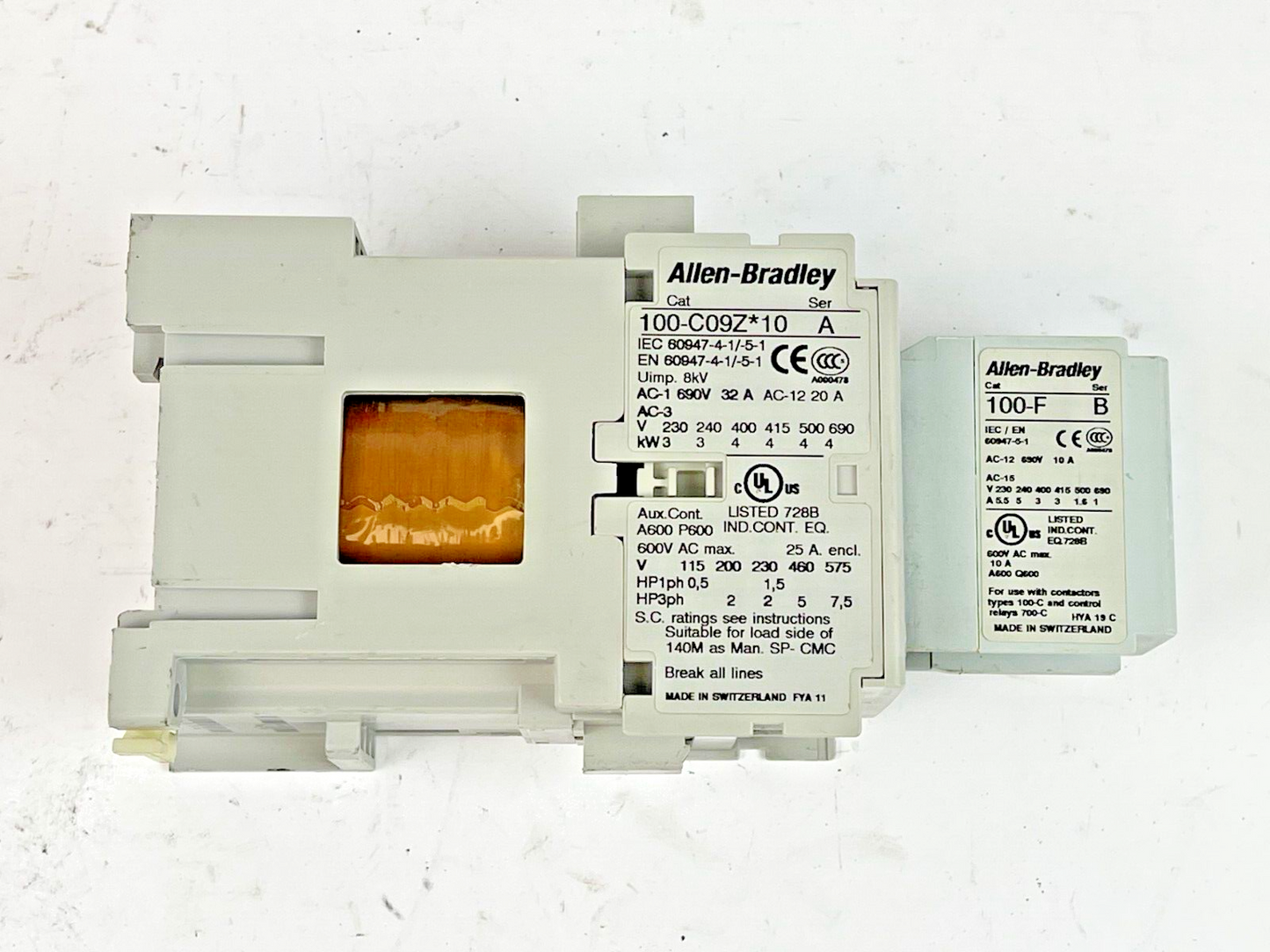 ALLEN BRADLEY - 100-C09Z*10 SER. A 25VDC COIL CONTACTOR & 100-F SER. B CONTACTOR