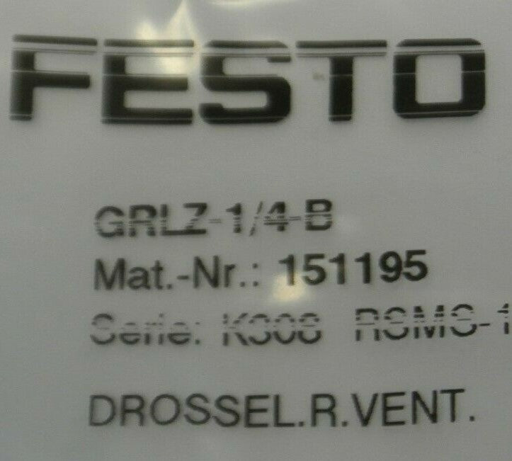 FESTO / GRLZ-1/4-B ONE-WAY FLOW CONTROL VALVE / 1/4" NPT /  / NEW SURPLUS