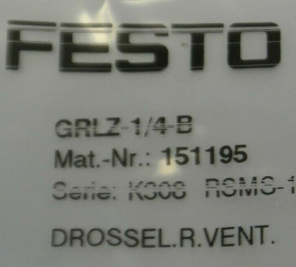 FESTO / GRLZ-1/4-B ONE-WAY FLOW CONTROL VALVE / 1/4" NPT /  / NEW SURPLUS