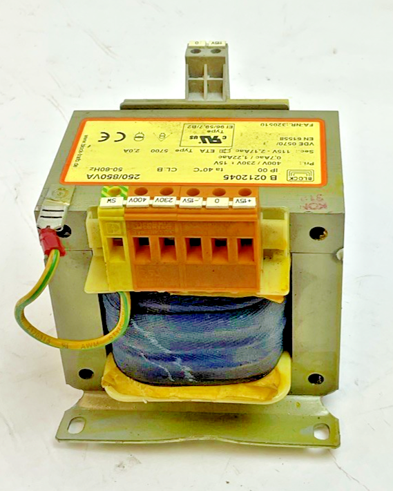 BLOCK B0212045 TRANSFORMER 250/850VA 50-60HZ 400V