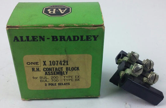 ALLEN BRADLEY X-107421 R.H. CONTACT BLOCK ASSEMBLY BUL. 200/700 TYPE EX/BX, NEW