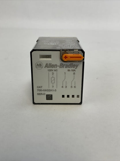 ALLEN BRADLEY 700-HA32A1-3 SER D RELAY 10A 2 C/O (DPDT) 120VAC 50/60HZ