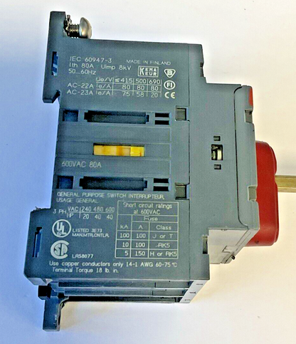 ABB OT63E3 DISCONNECT SWITCH 600VAC 80A