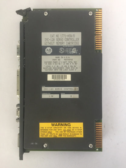 ALLEN BRADLEY 1771-HSN/B IMC-120 SERVO CONTROLLER W/O MEMORY CARTRIDGE REV 1.02