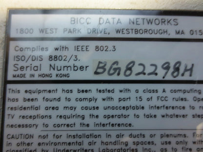 BICC DATA NETWORKS 1114 IEEE802-3 TRANSCEIVER 10Mbps
