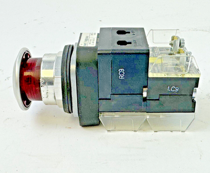 ALLEN-BRADLEY - 800T-FXTQH2RA5 SER. U - RED MUSHROOM PUSH/PULL BUTTON W/ BLOCK