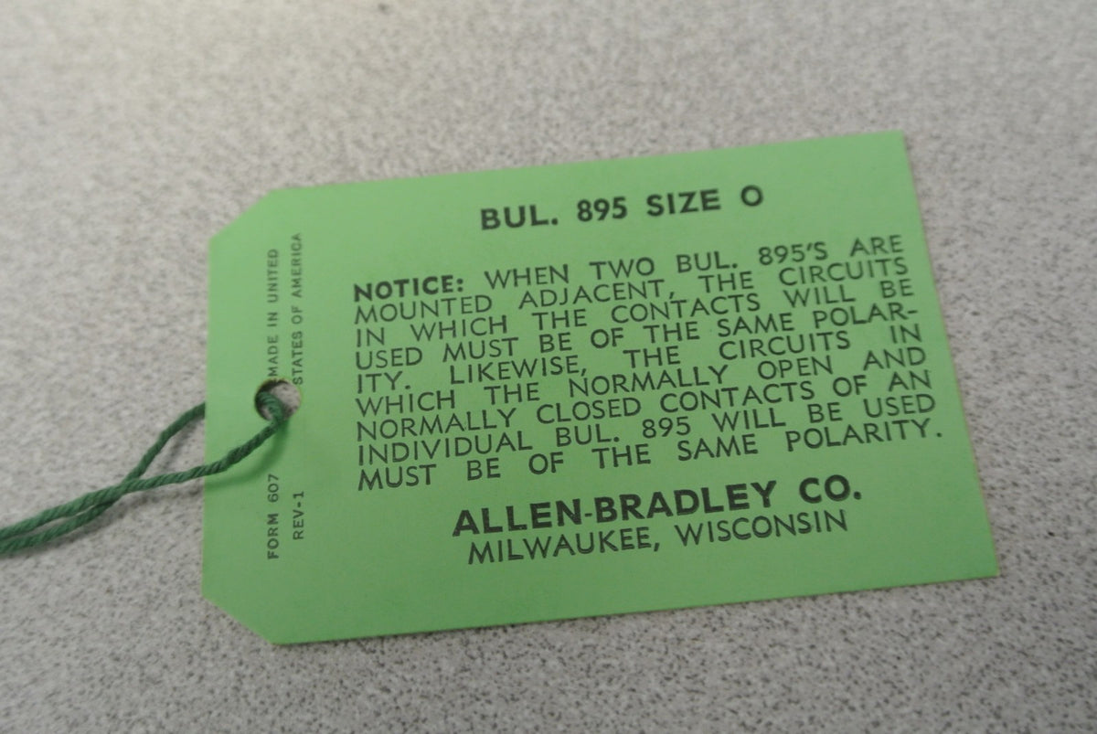 ALLEN-BRADLEY 895-A0 AUXILIARY CONTACT / SIZE 0 / N.O. CONTACTS / NEW SURPLUS