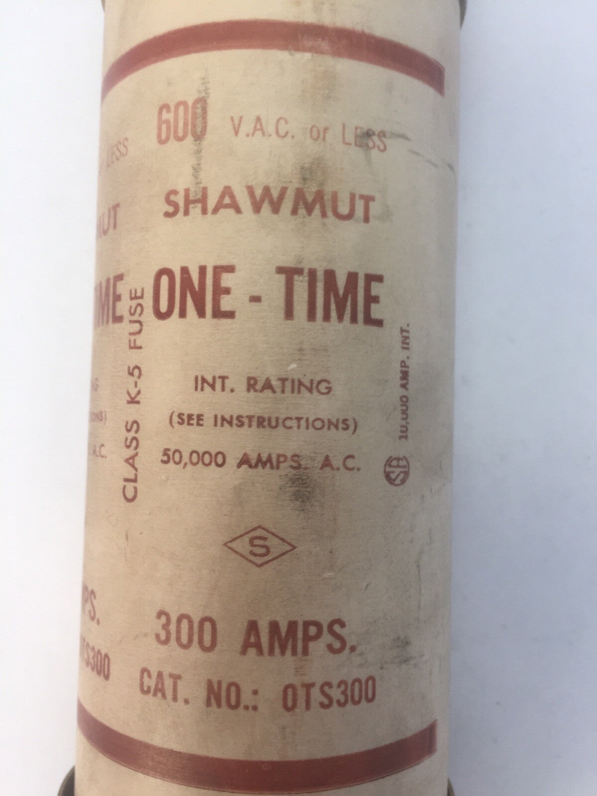 GOULD SHAWMUT OTS300 ONE-TIME FUSE 300AMP 600VAC CLASS K-5 (LOT OF 3)