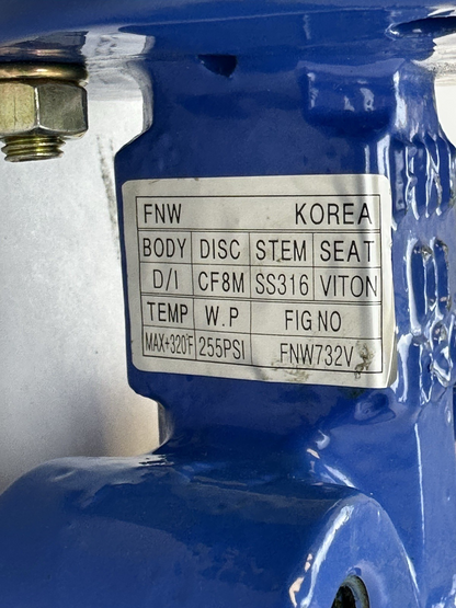 FNW 6" FNW732V BUTTERFLY VALVE NO HANDLE