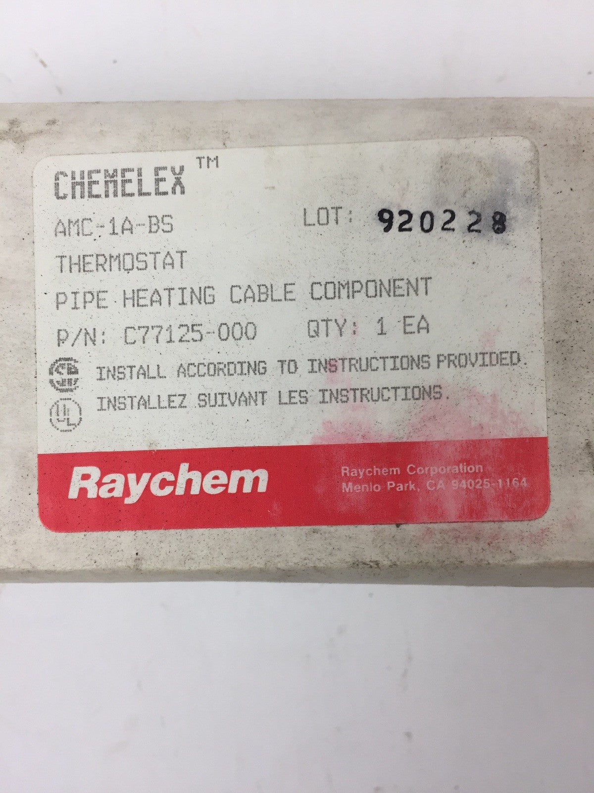 CHEMELEX AMC-1A-BS THERMOSTAT PIPE HEATING CABLE COMPONENT 22A @ 125,250,480VAC