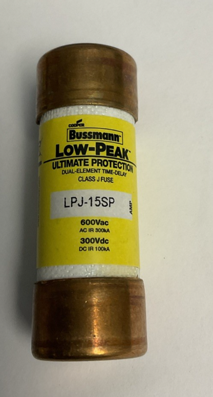 BUSSMANN LPJ-15SP FUSE 15A 600VAC/300VDC CLASS J ***LOTOF3***