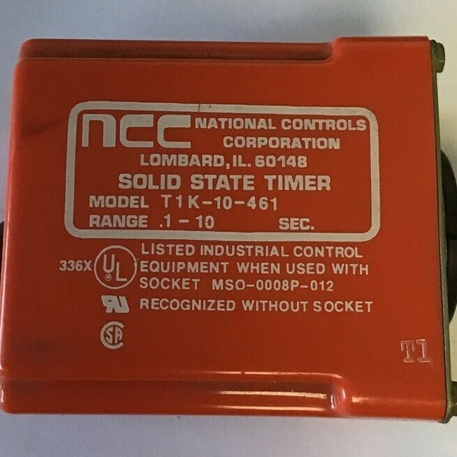 NATIONAL CONTROLS T1K-10-461 SOLID STATE TIMER .1-10SEC. 120VAC 50/60HZ