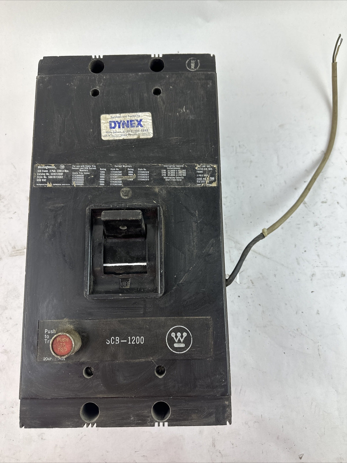 WESTINGHOUSE SCB31200F 1200A 600VAC 3P 5007D73G02 CIRCUIT BREAKER