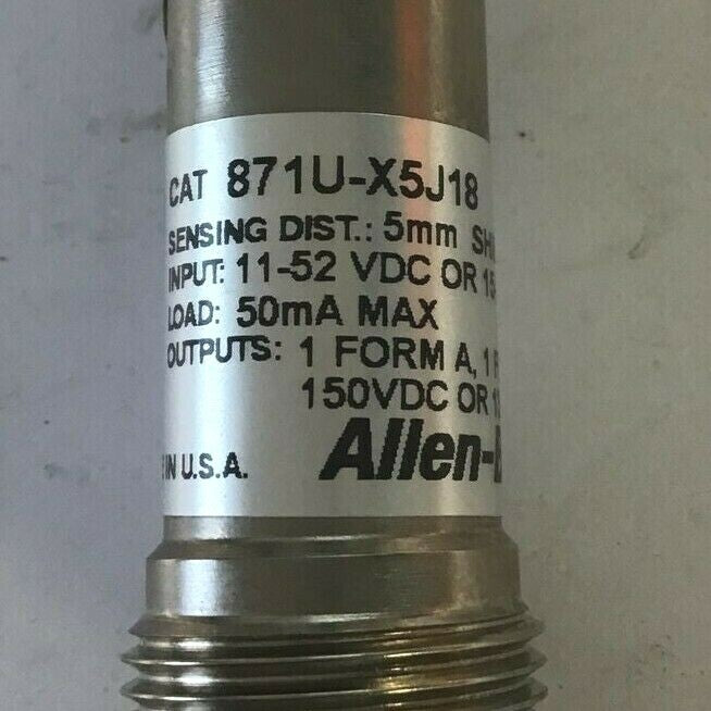ALLEN-BRADLEY 871U-X5J18 Ser. X PROXIMITY SENSOR 11-52VDC/ 15-132VAC 50mA