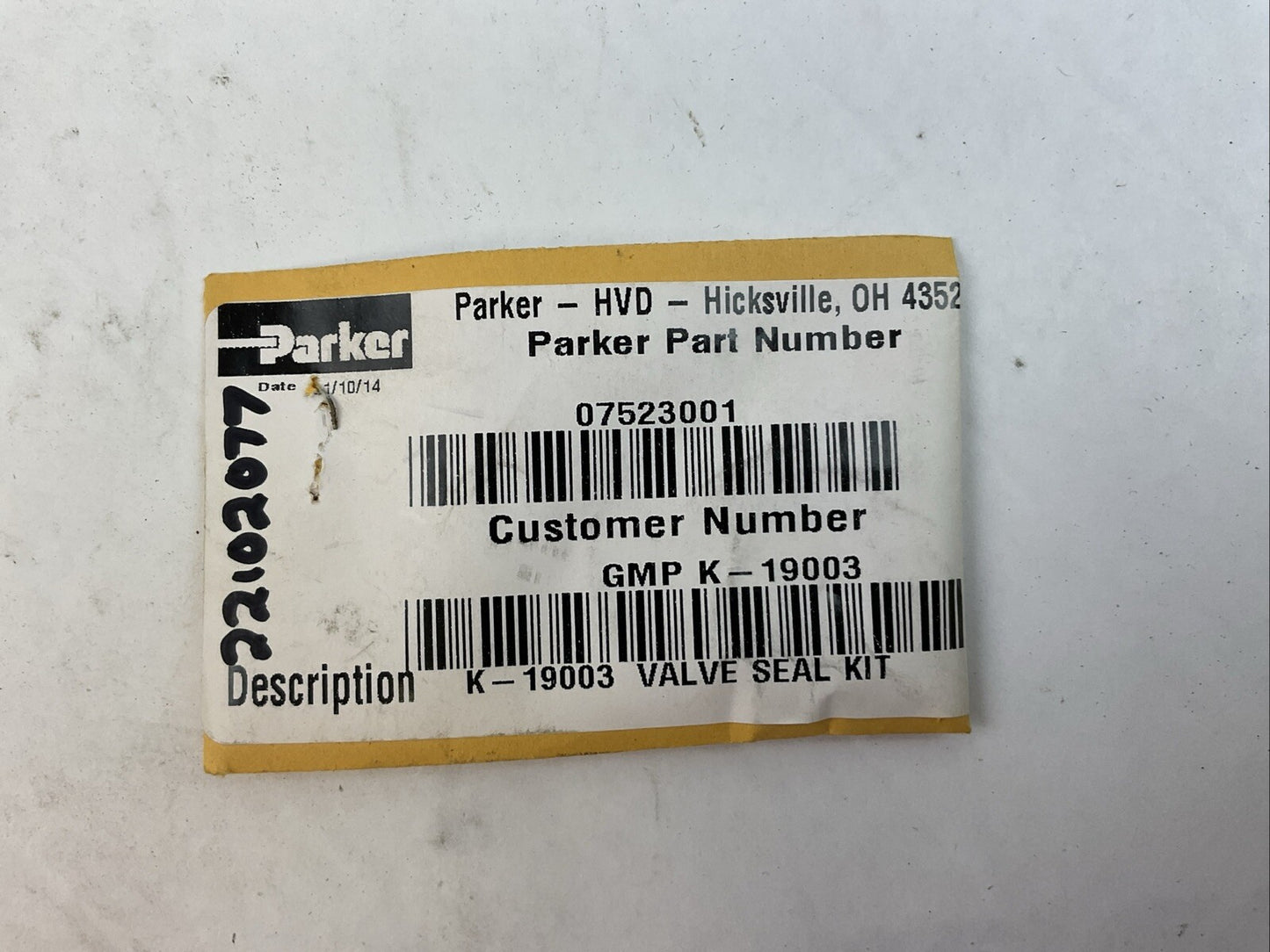 PARKER 07523001 K-19003 VALVE SEAL KIT