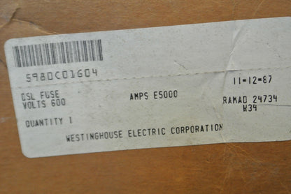 WESTINGHOUSE 5980C01G04 / 6DSL-F5000 DSL TRUCK FUSE / 5000A / 600V