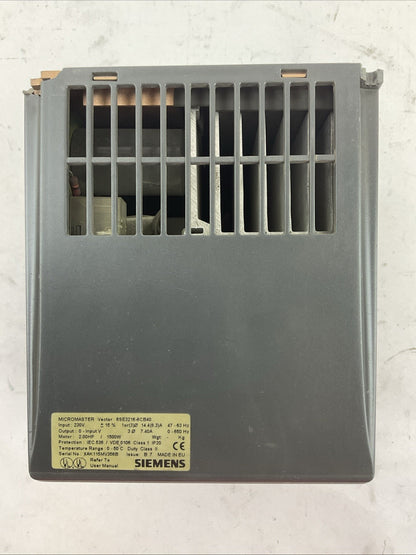 SIEMENS 6SE3216-8CB40 MICROMASTER VECTOR AC DRIVE 2.0HP 1500W 230VAC 7.40A