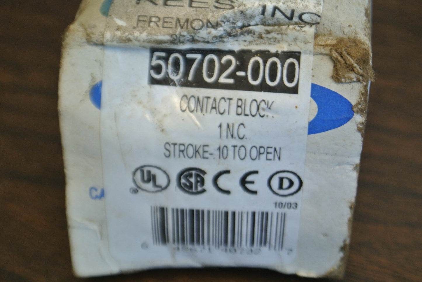 REES 50702-000 CONTACT BLOCK / 1 N.C. / STROKE 10 to OPEN / NEW SURPLUS