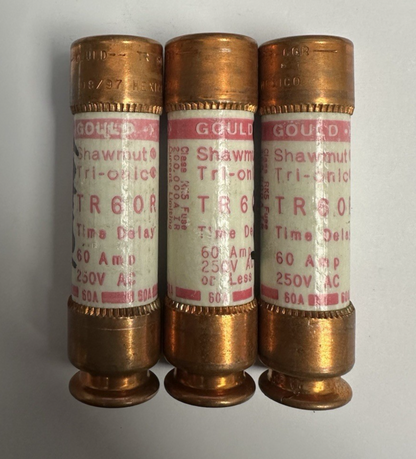 GOULD SHAWMUT TR60R TIME DELAY FUSE 60A 250V LOT OF 3