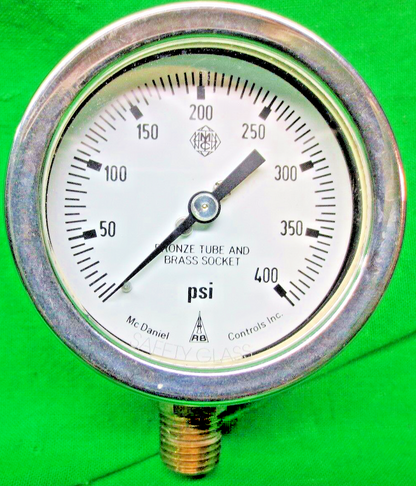McDANIEL CODE JH 0-400 psi GAUGE 2-1/2" DIAL 1/4" NPT