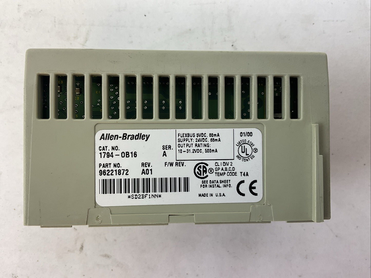 ALLEN BRADLEY 1794-OB16 SER A REV A01 24VDC SOURCE OUTPUT MODULE