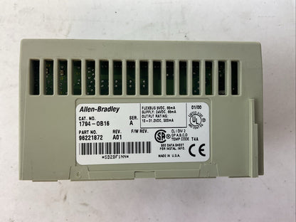 ALLEN BRADLEY 1794-OB16 SER A REV A01 24VDC SOURCE OUTPUT MODULE