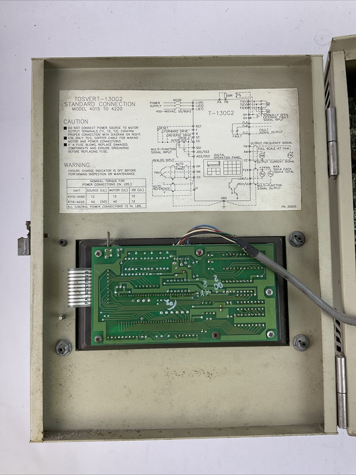 TOSHIBA TOSVERT-130G2 TRANSITOR INVERTER VT130G2+4025 2.5kVA 2HP OUTPUT 400V
