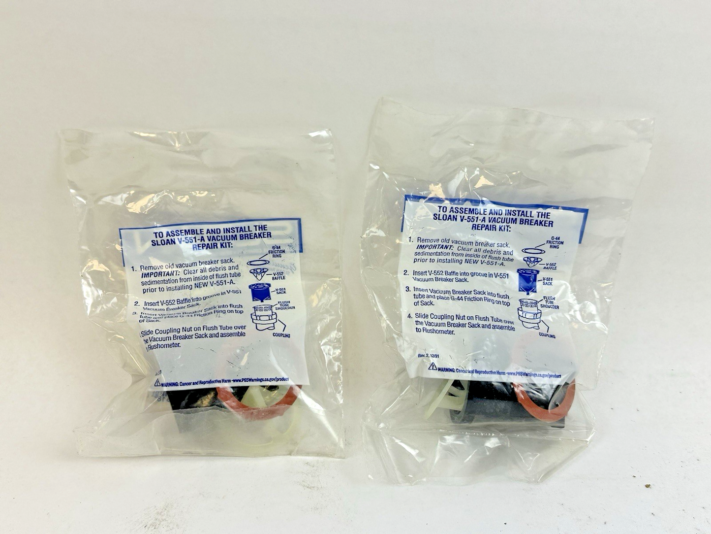 SLOAN V-551-A VACUUM BREAKER REPAIR KIT FOR V-500A & V-500-AA LOT OF 2