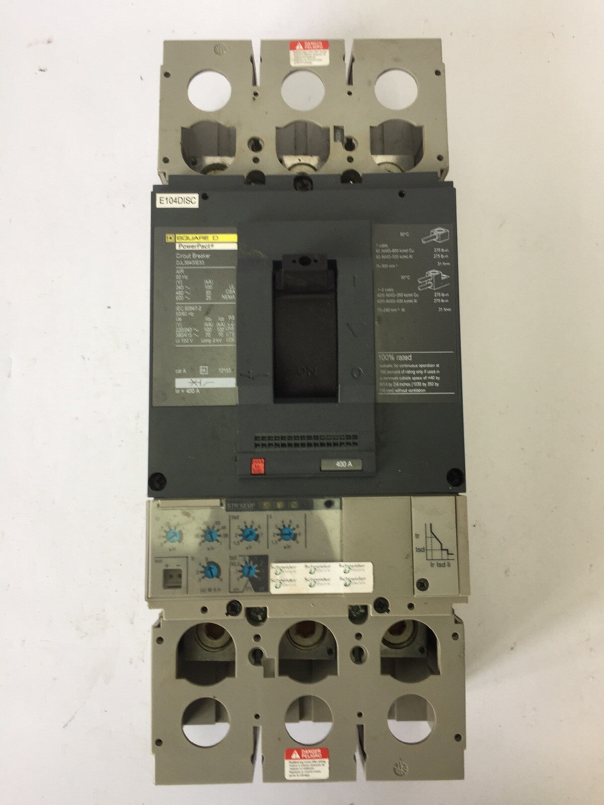 SQUARE D DJL36400E53 POWERPACT CIRCUIT BREAKER 400A 600VAC
