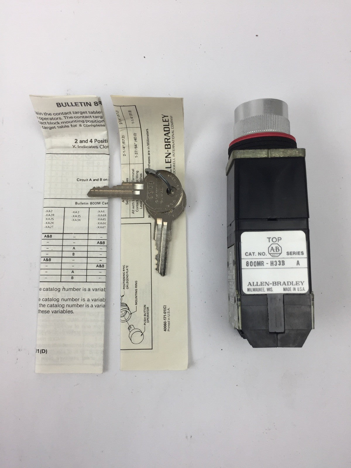 ALLEN BRADLEY 800MR-H33B KEY SELECTOR SWITCH