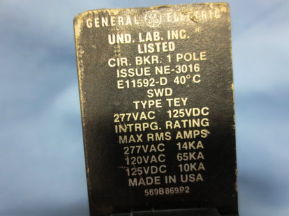 GENERAL ELECTRIC E11592-D 15A 1-POLE CIRCUIT BREAKER