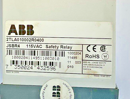 ABB 2TLA010002R0400 SAFETY RELAY 115VAC JSBR4