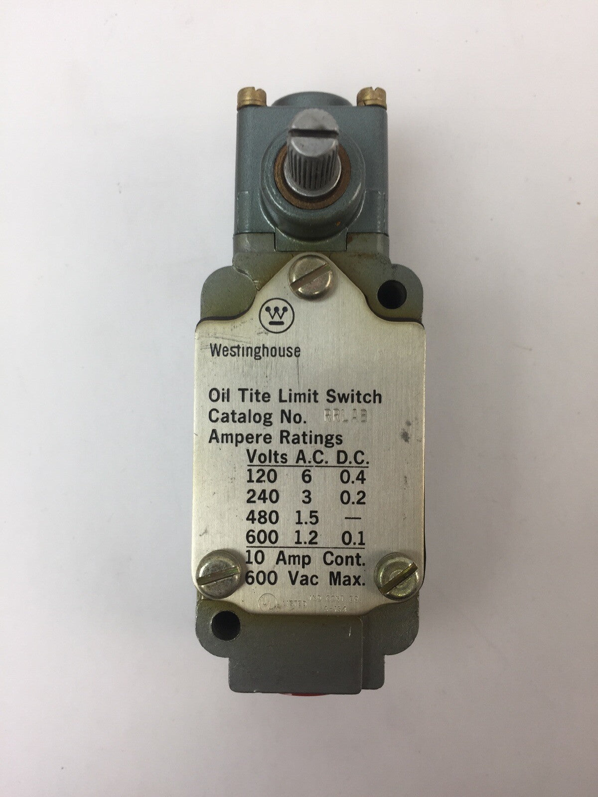 WESTINGHOUSE RRLAB OIL TITE LIMIT SWITCH 600VAC 10AMP