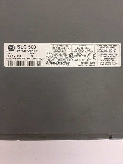 ALLEN BRADLEY 1746-P2 SER.C SLC 500 POWER SUPPLY 85-132VAC/170-265VAC 5A@5VDC