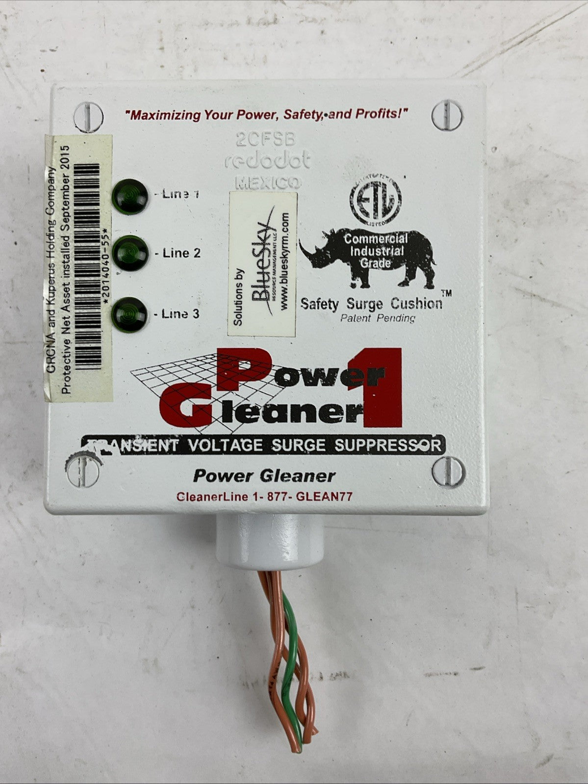 POWER GLEANER 1 SERIES PG1-480-3 TRANSIENT VOLTAGE SURGE SUPRESSOR 480VAC