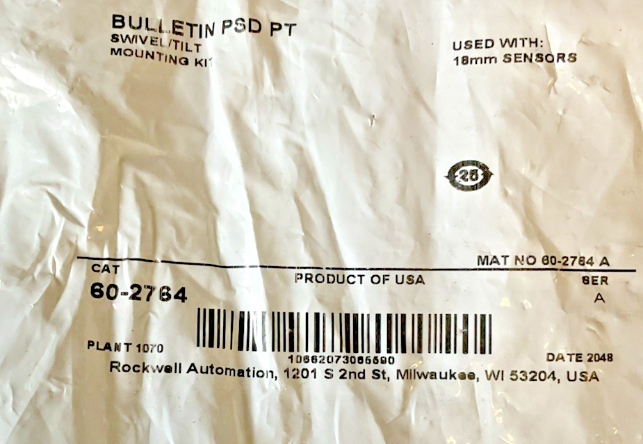 ALLEN BRADLEY 60-2764 SWIVEL/TILT MOUNTING KIT 18MM SENSORS SER.A***LOTOF2***