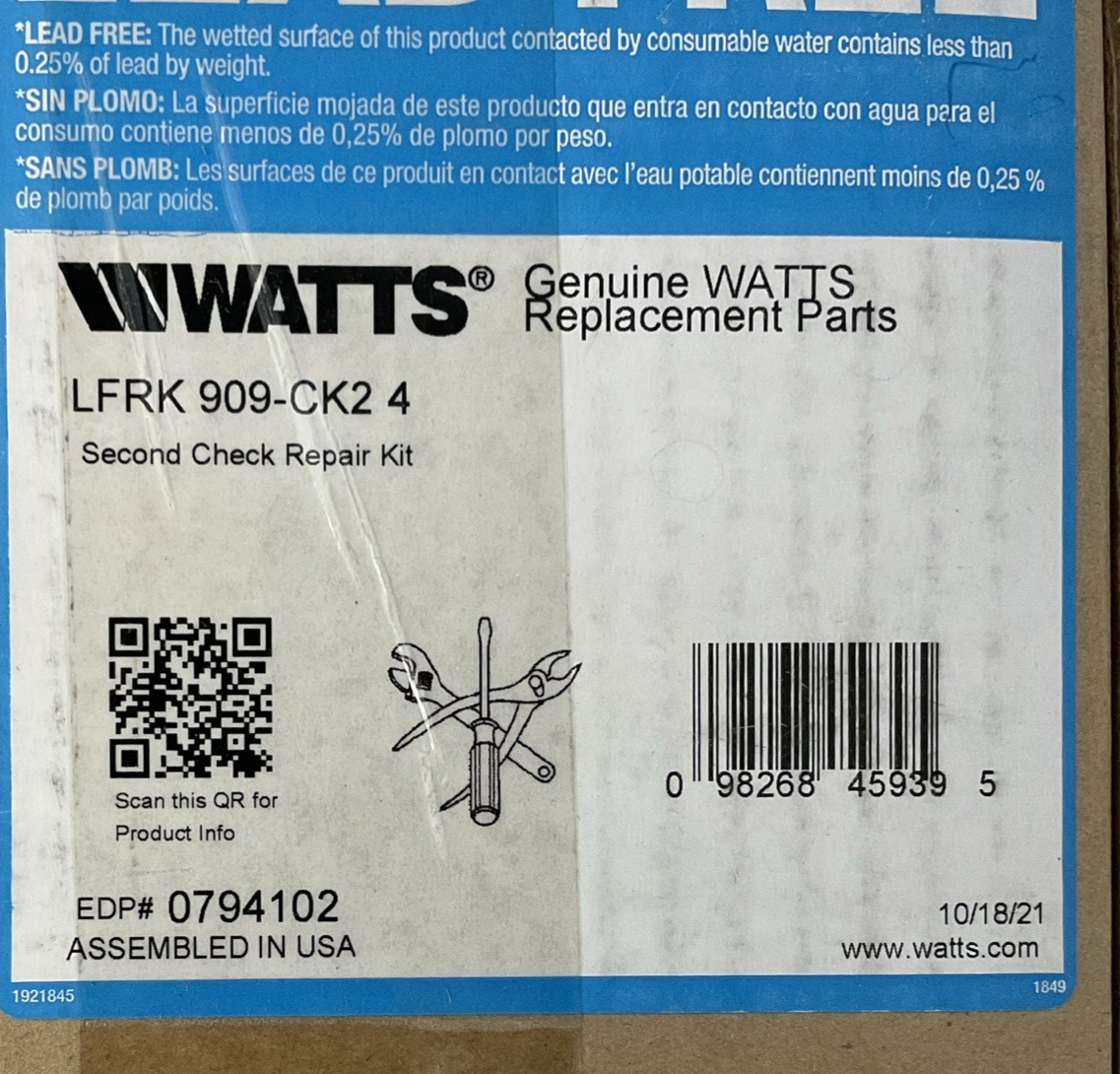 WATTS LFRK 909-CK2 4 SECOND CHECK REPAIR KIT