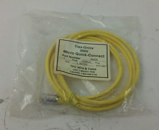 TREX-ONICS MICRO QUICK CONNECT CABLE 64206 2 POLE FEMALE W/ 2 METER  **NEW**