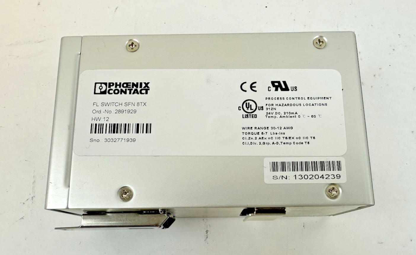 PHOENIX CONTACT FL SWITCH SFN 8TX 2891929 24VDC ETHERNET 8 PORT HW 12