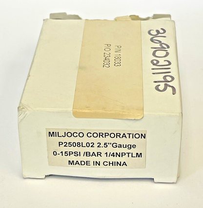 MILJOCO - P2508L02 - PRESSURE GAUGE - 2.5" DIAMETER, 1/4" NPTLM, 0-15 PSI
