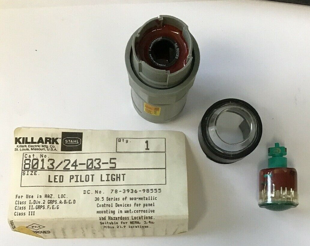 KILLARK 8013/24035 LED PILOT LIGHT GREEN 110/127VAC 30.5 SERIES