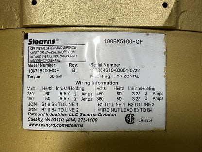 BALDOR AUTOMOTIVE INDUSTRY MOTOR 460V 17.1A 1770RPM 15HP 3PH 108715100HQF REV B