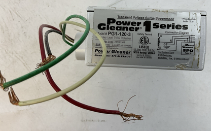 POWER GLEANER 1 SERIES PG1-120-3 TRANSIENT VOLTAGE SURGE SUPRESSOR 120/240VAC