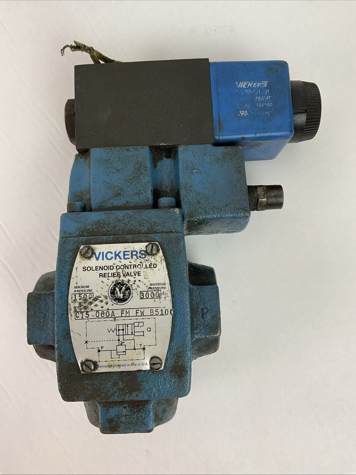 VICKERS CT5 060A FM FW B5100 SOLENOID CONTROLLED RELIEF VALVE 1500-3000PSI