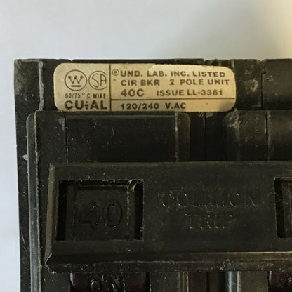 WESTINGHOUSE QPHW2040 CIRCUIT BREAKER 120/240VAC 2POLE  QUICKLAG***LOTOF5***