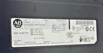 ALLEN BRADLEY 1756-A7 SER C CONTROLLOGIX 7 SLOT CHASSIS