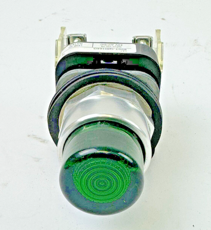 ALLEN-BRADLEY - 800T-QBH24G SER. T - GREEN ILLUMINATED PUSH BUTTON W/ BLOCK