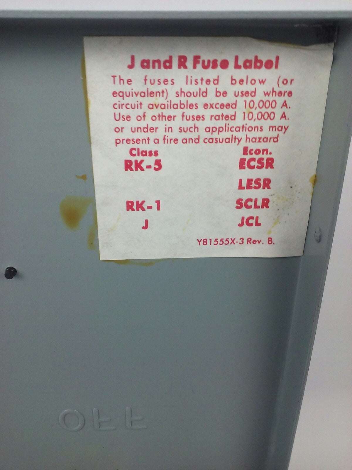 FPE RH1336R FUSIBLE SAFETY SWITCH 3P, 30A, 600VAC,3 WIRE,3 BLADES,20HP RAINPROOF